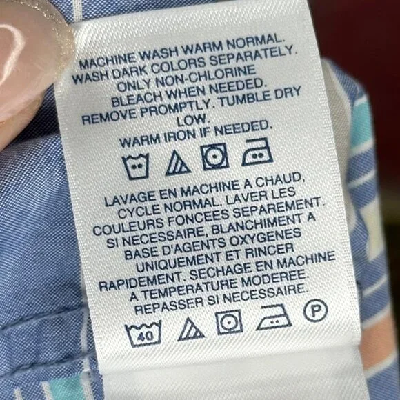 Lands' End Boys Blue Striped Button-Down Shirt Size XL (14-16) - Picture 7 of 9